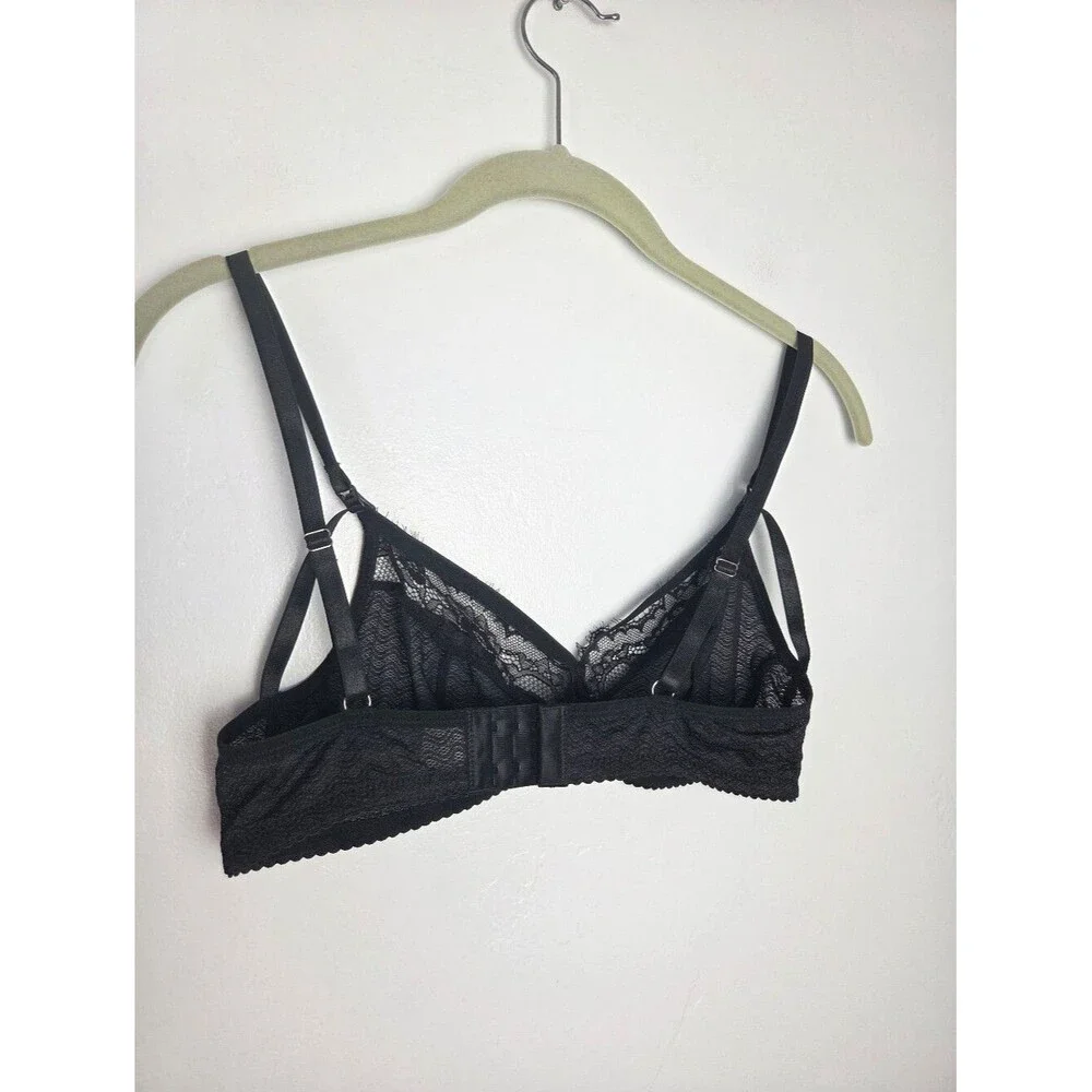 Black Lace Sheer Nursing Bra Wireless Strappy Breastfeeding Small Chest 34B